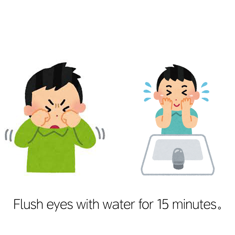 A person washing their eyes (focusing on safety education)