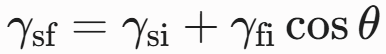 γsf​=γsi​+γfi​cosθ
